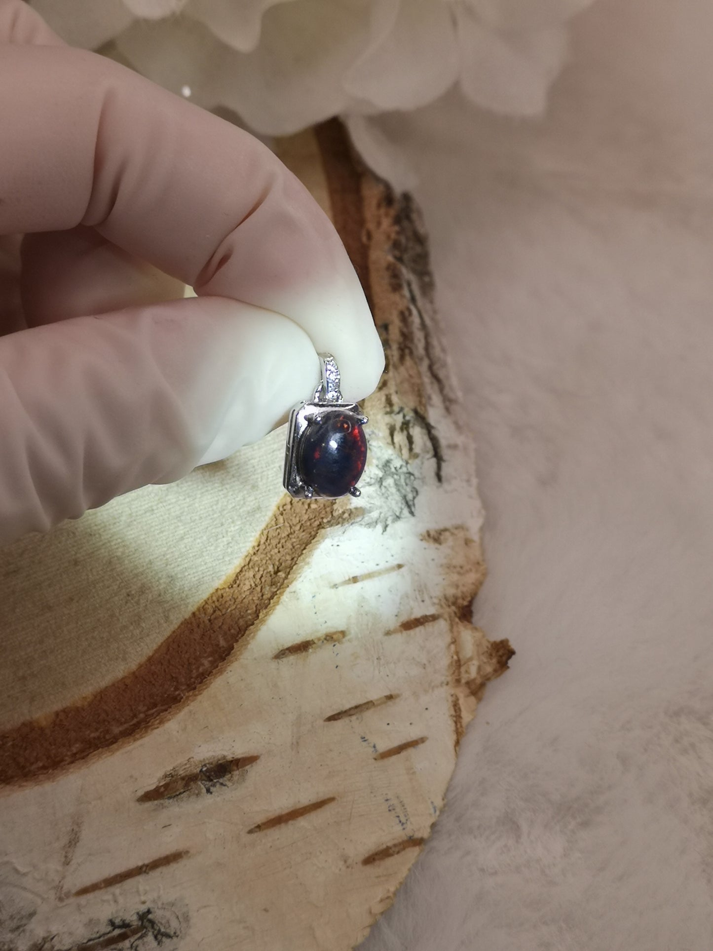 Black Opal Edelstein 925 Silber Ketten Anhänger