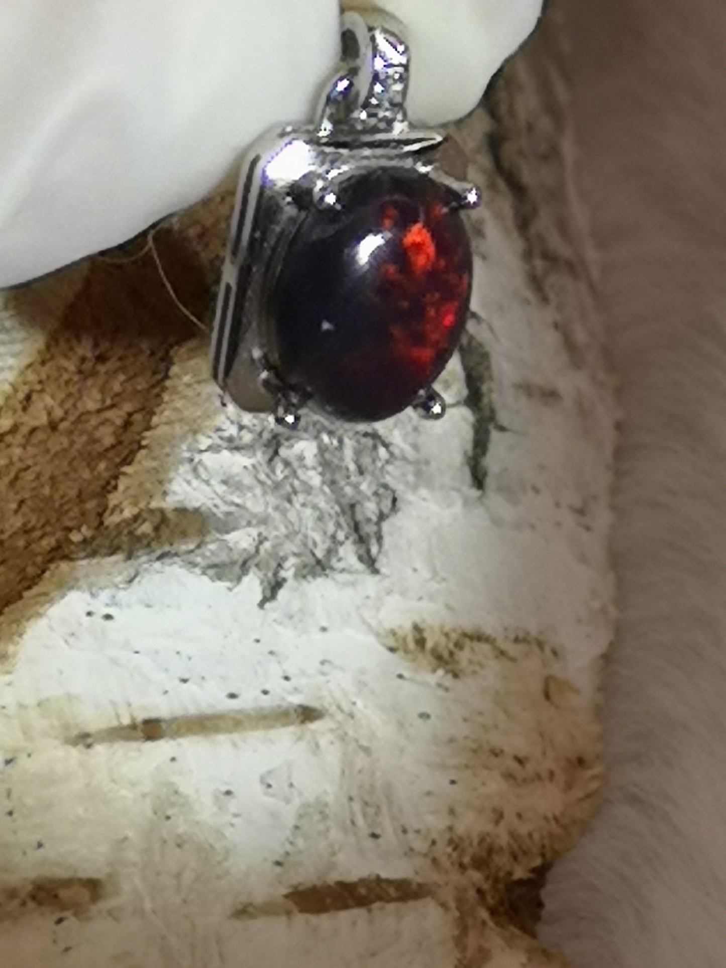 Black Opal Edelstein 925 Silber Ketten Anhänger