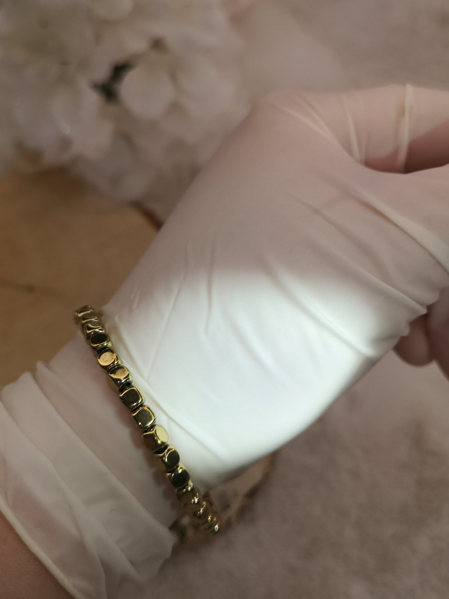 Pyrit Edelstein Armband, dehnbar