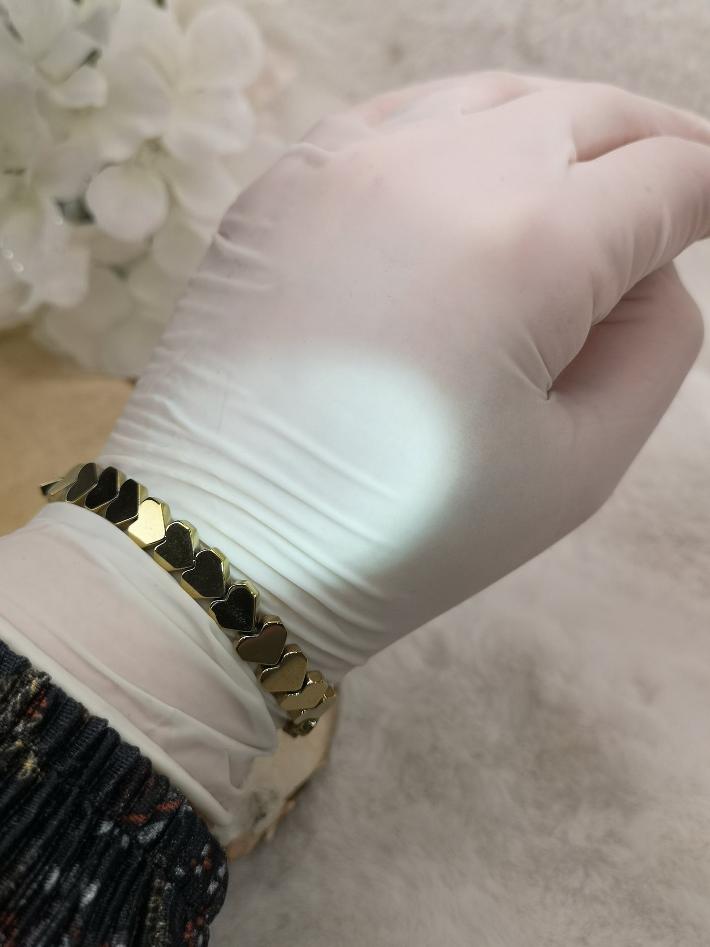 Pyrit Herz Armband, dehnbar