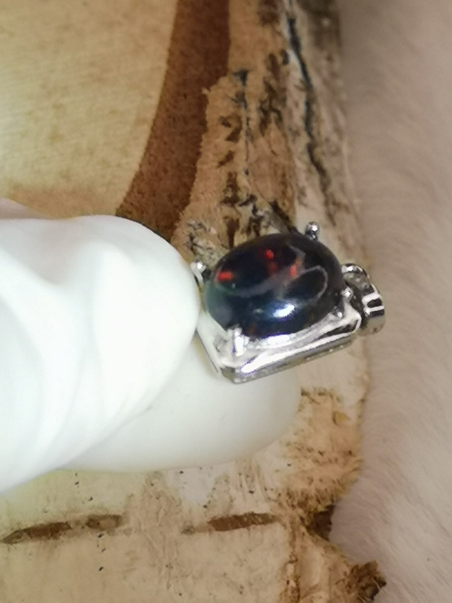 Black Opal Edelstein 925 Silber Ketten Anhänger