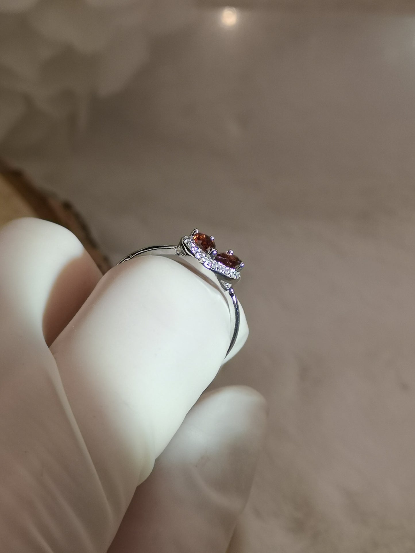 Granat Herz Edelstein, Kupfer Ring verstellbar
