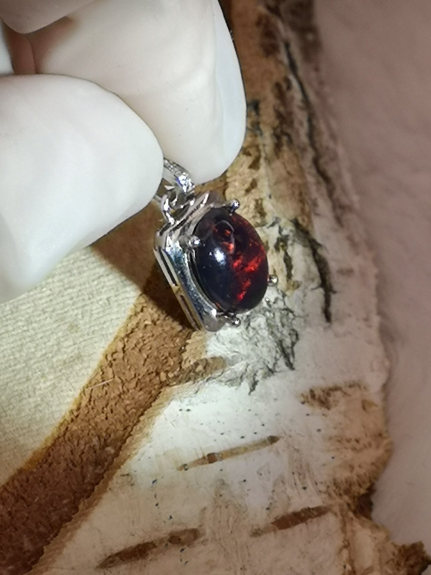 Black Opal Edelstein 925 Silber Ketten Anhänger