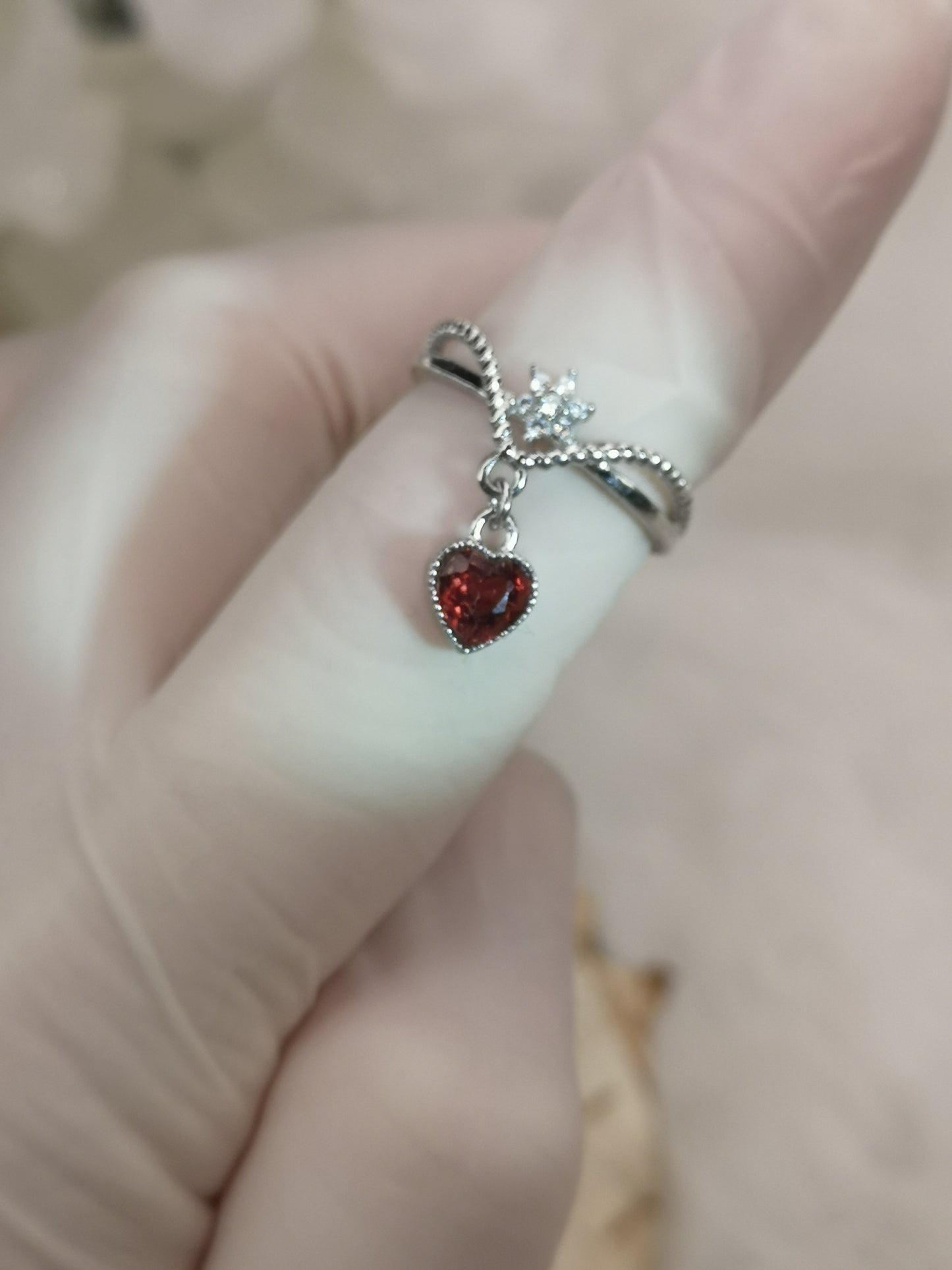 Granat Garnet Edelstein, Kupfer Ring verstellbar