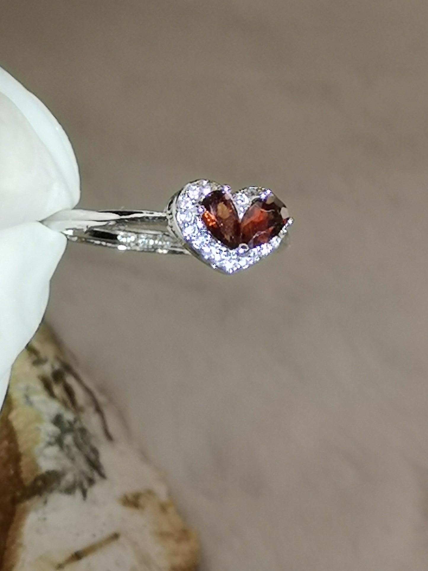 Granat Herz Edelstein, Kupfer Ring verstellbar