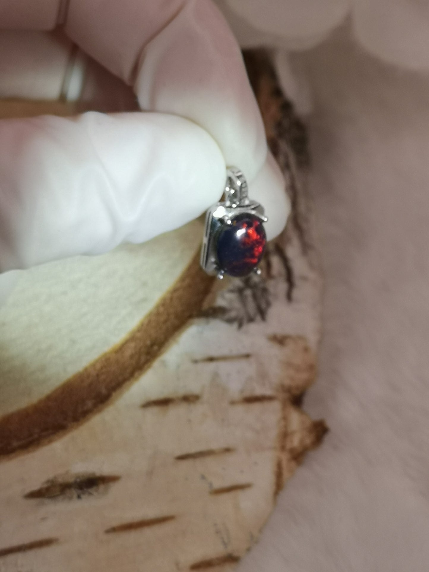 Black Opal Edelstein 925 Silber Ketten Anhänger