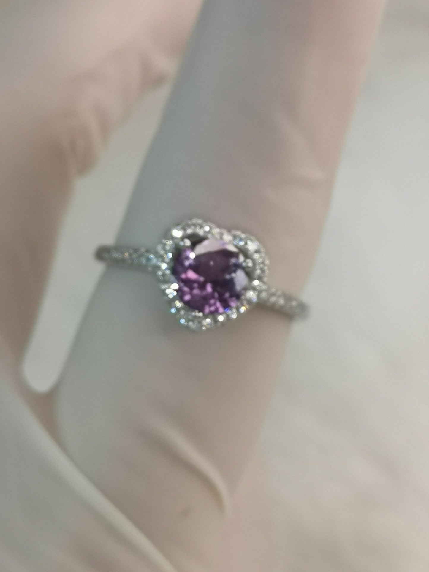 Amethyst Herz Kupfer Ring, verstellbar