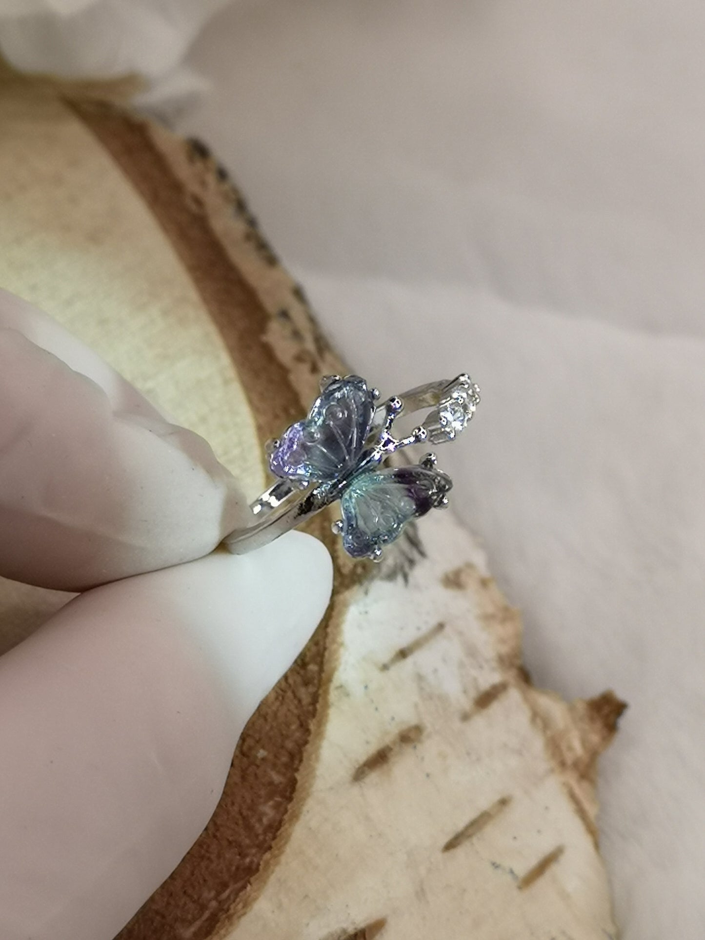 Fluorite Edelstein Schmetterling Kupfer Ring