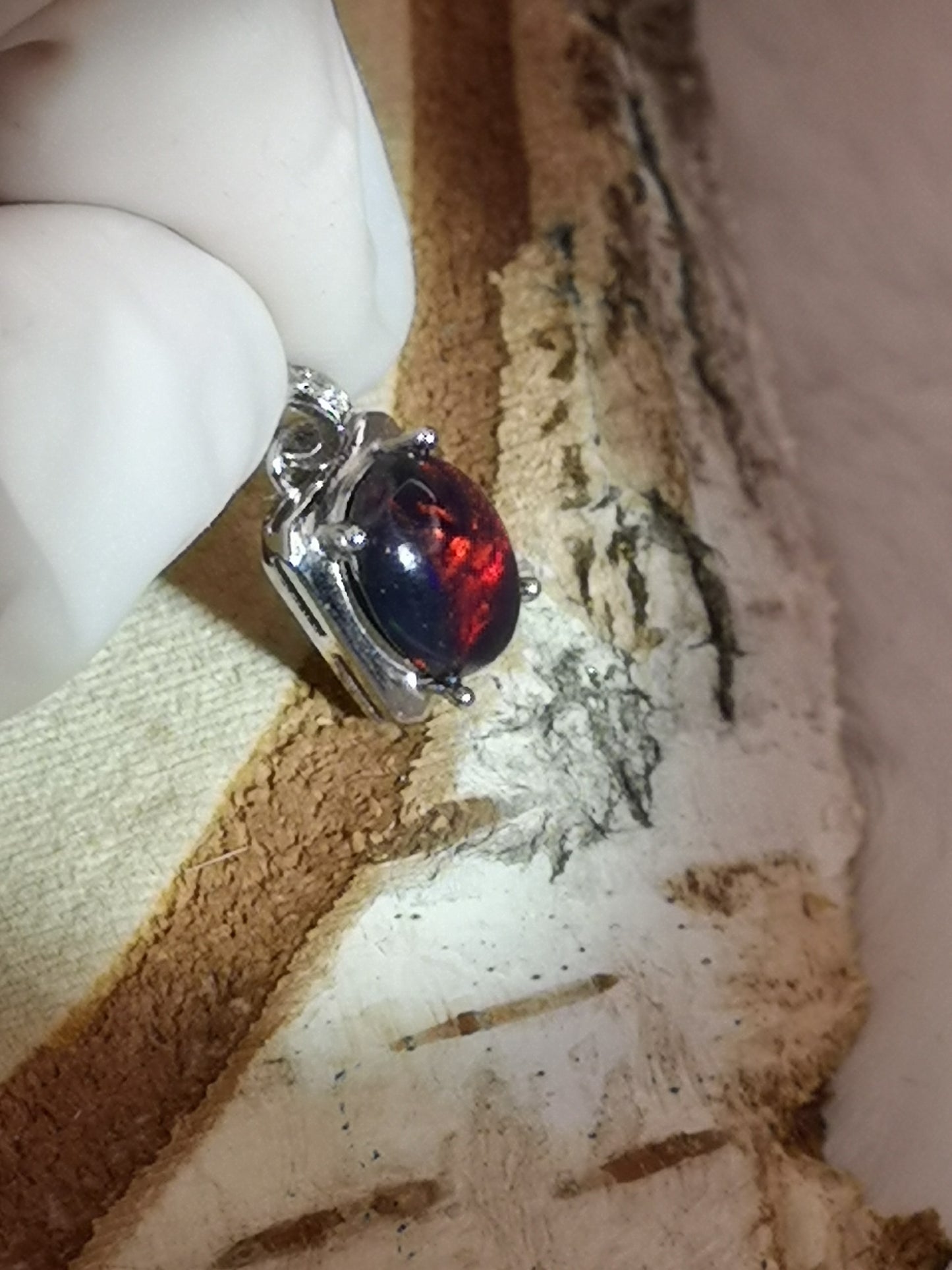 Black Opal Edelstein 925 Silber Ketten Anhänger