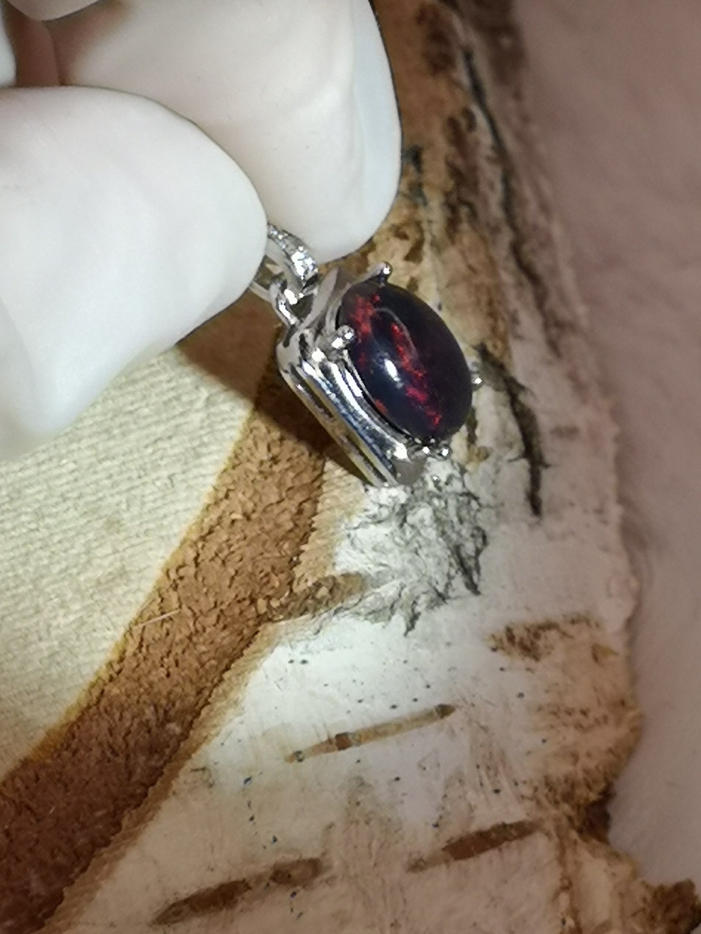 Black Opal Edelstein 925 Silber Ketten Anhänger