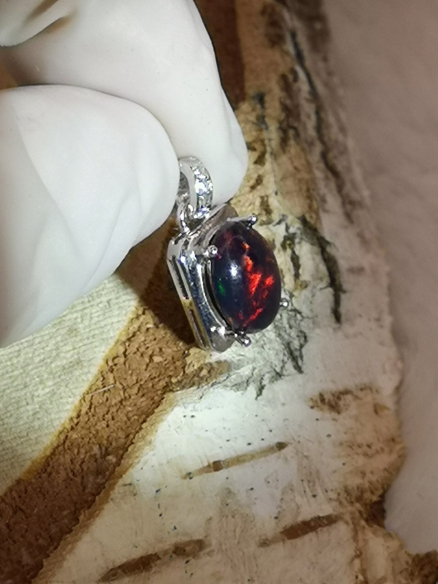 Black Opal Edelstein 925 Silber Ketten Anhänger