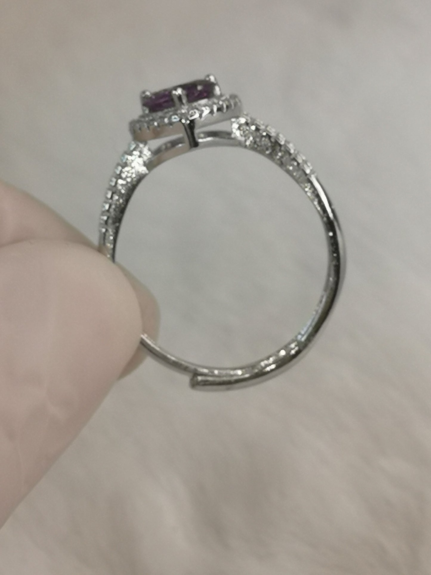 Amethyst Herz Kupfer Ring, verstellbar