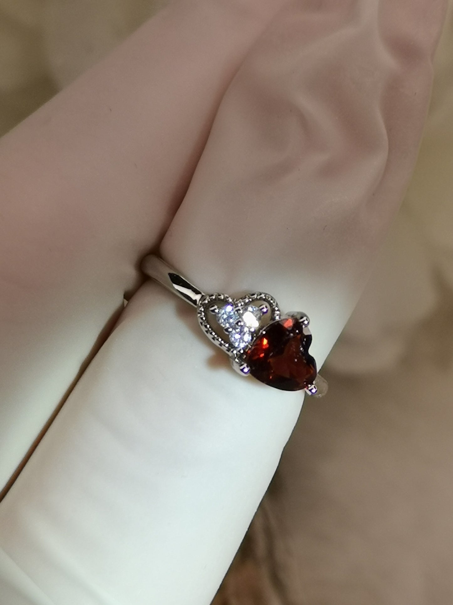 Granat Herz Edelstein, Kupfer Ring verstellbar