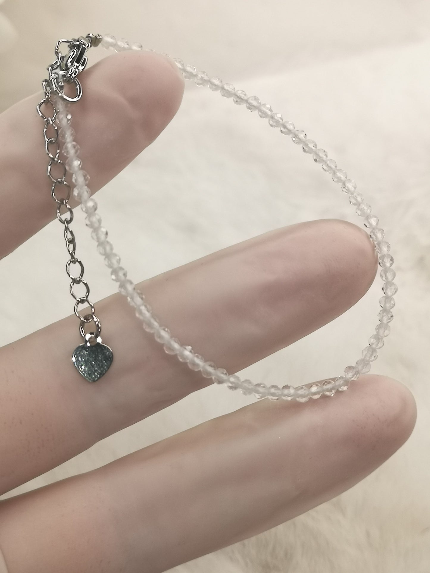 Bergkristall Edelstein Armband, Kupfer Kette