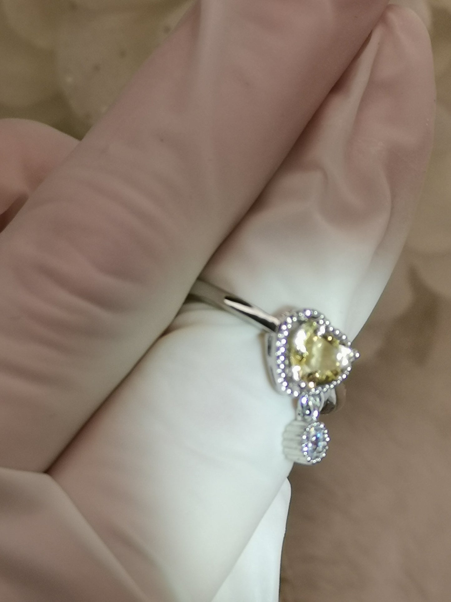 Citrin Herz Edelstein, Kupfer Ring verstellbar