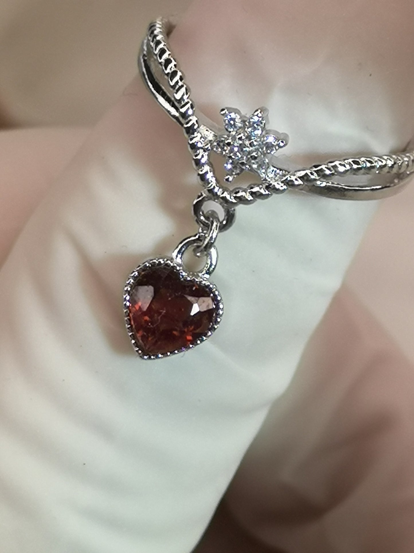 Granat Garnet Edelstein, Kupfer Ring verstellbar