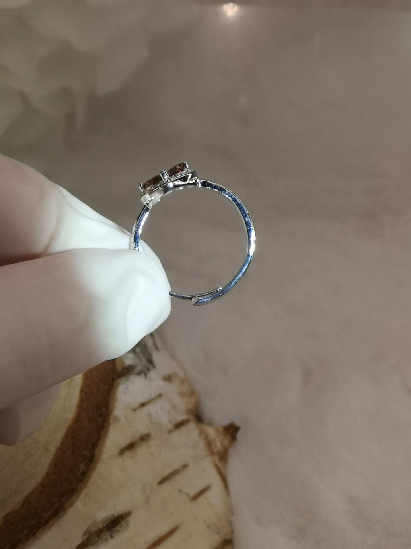Granat Herz Edelstein, Kupfer Ring verstellbar