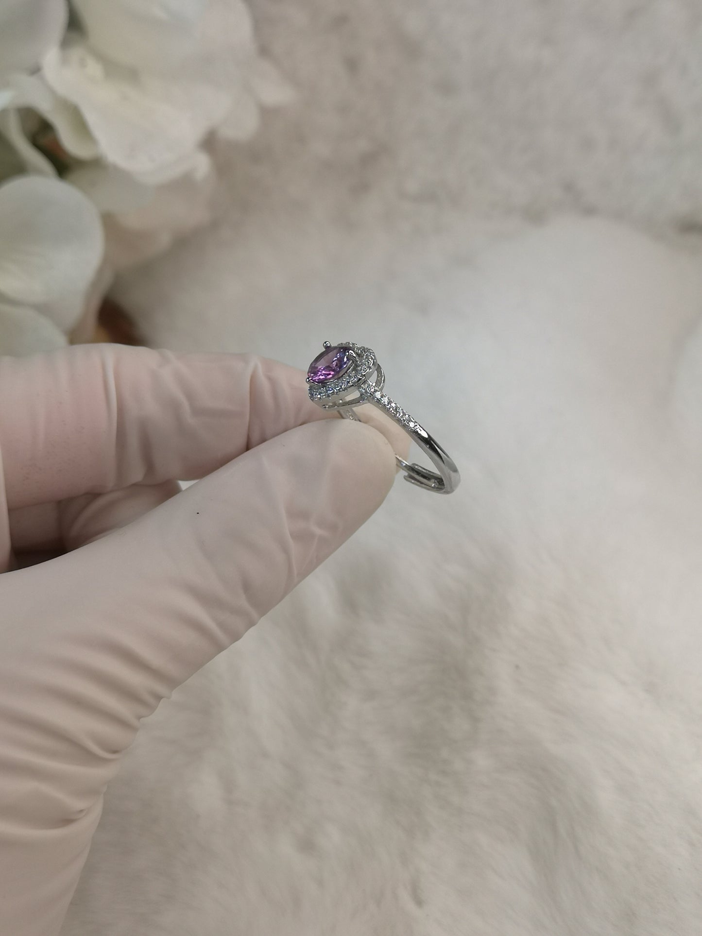 Amethyst Herz Kupfer Ring, verstellbar