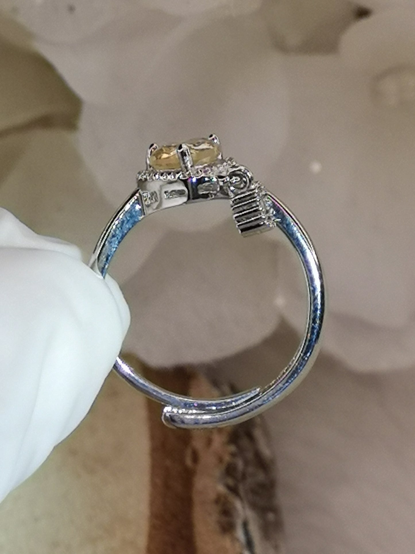 Citrin Herz Edelstein, Kupfer Ring verstellbar