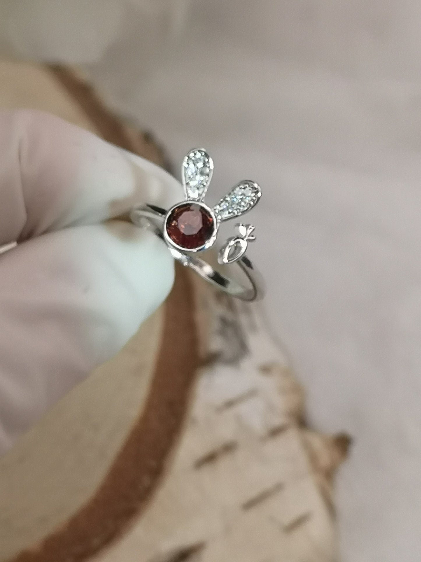 Granat Garnet Edelstein, Kupfer Ring verstellbar