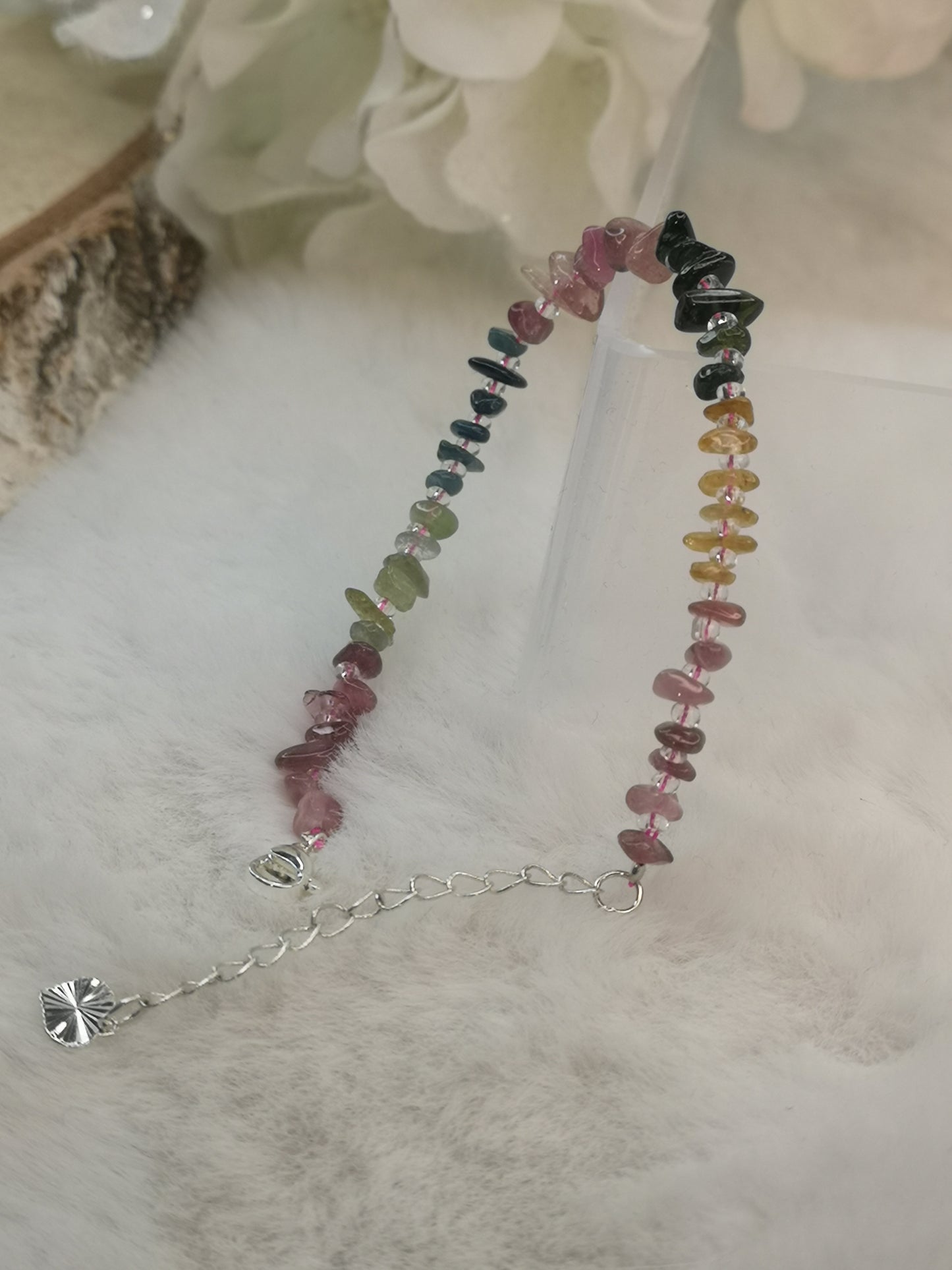 Colorful Turmalin Edelstein Armband, Kupfer Verschluss