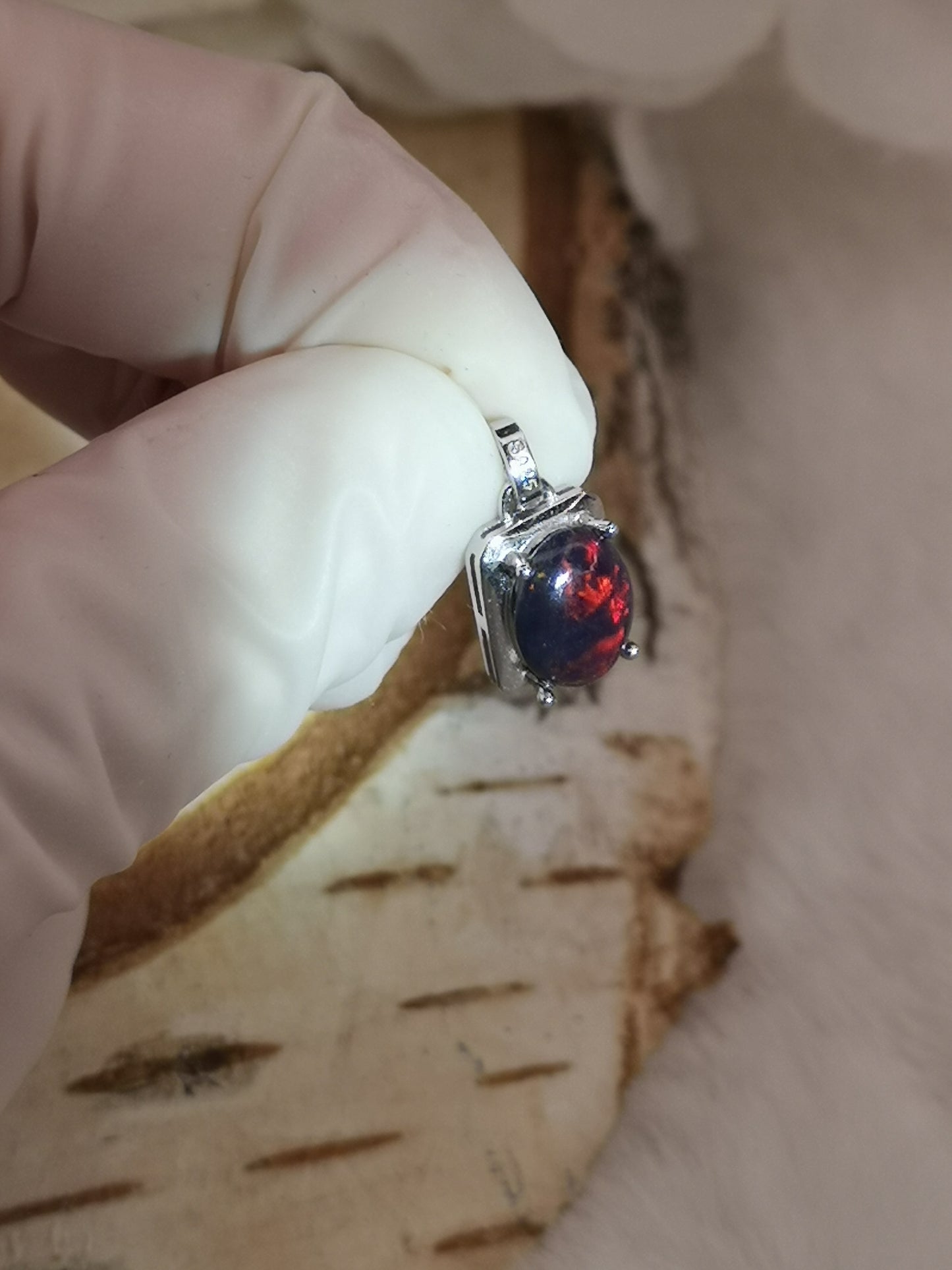 Black Opal Edelstein 925 Silber Ketten Anhänger