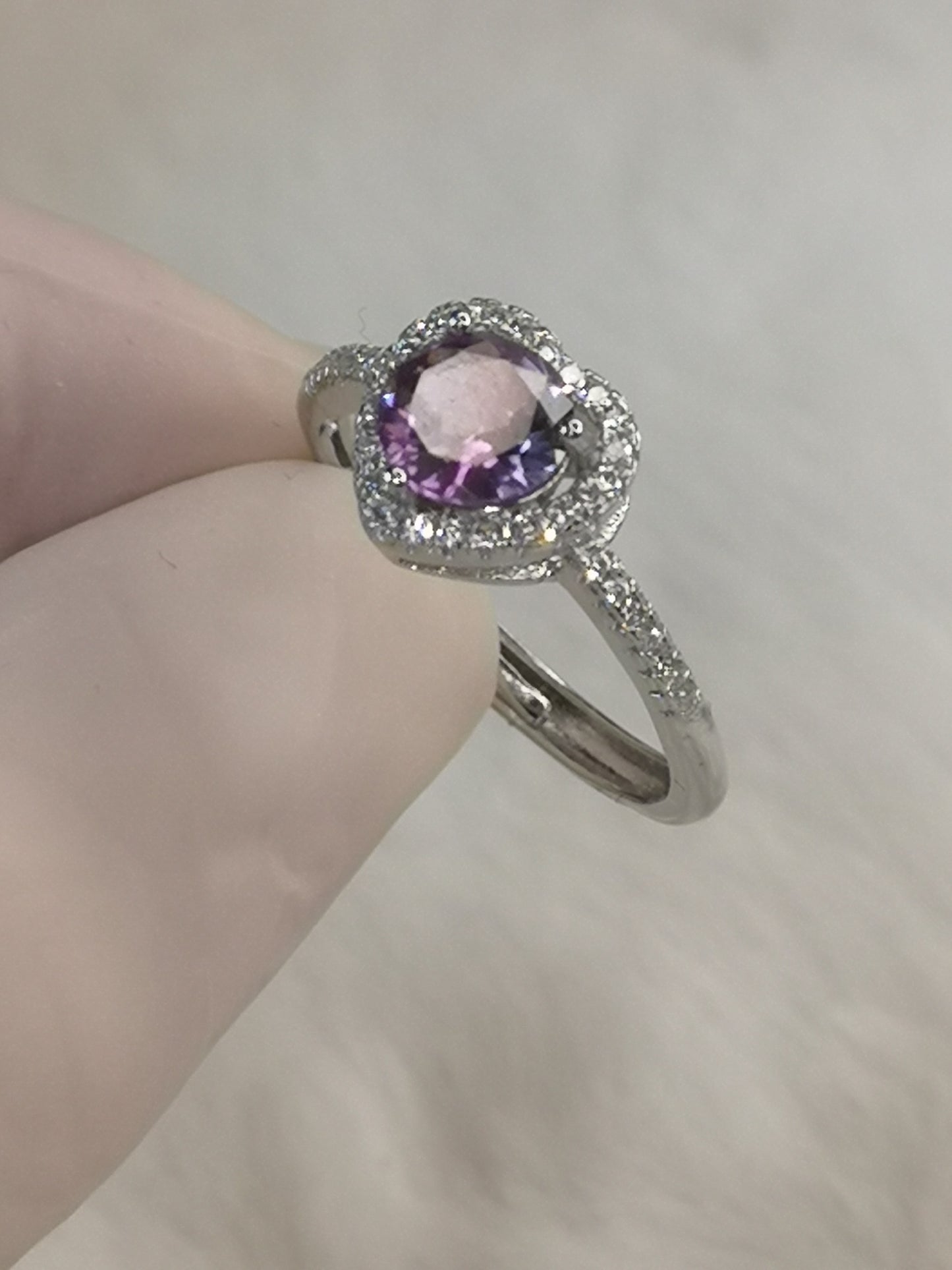 Amethyst Herz Kupfer Ring, verstellbar