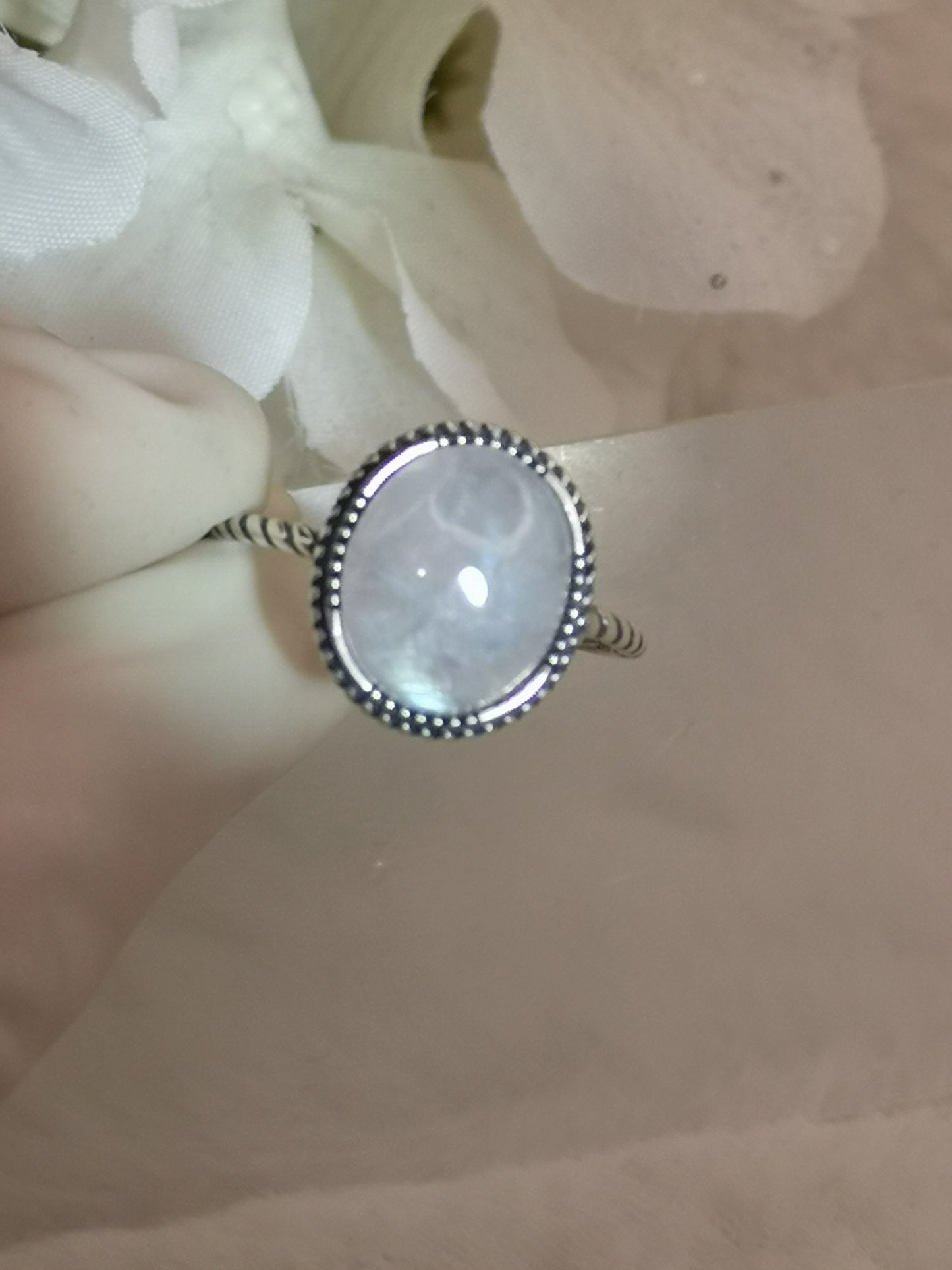 Moonstone 925 Silber Ring verstellbar Edelstein Schmuck