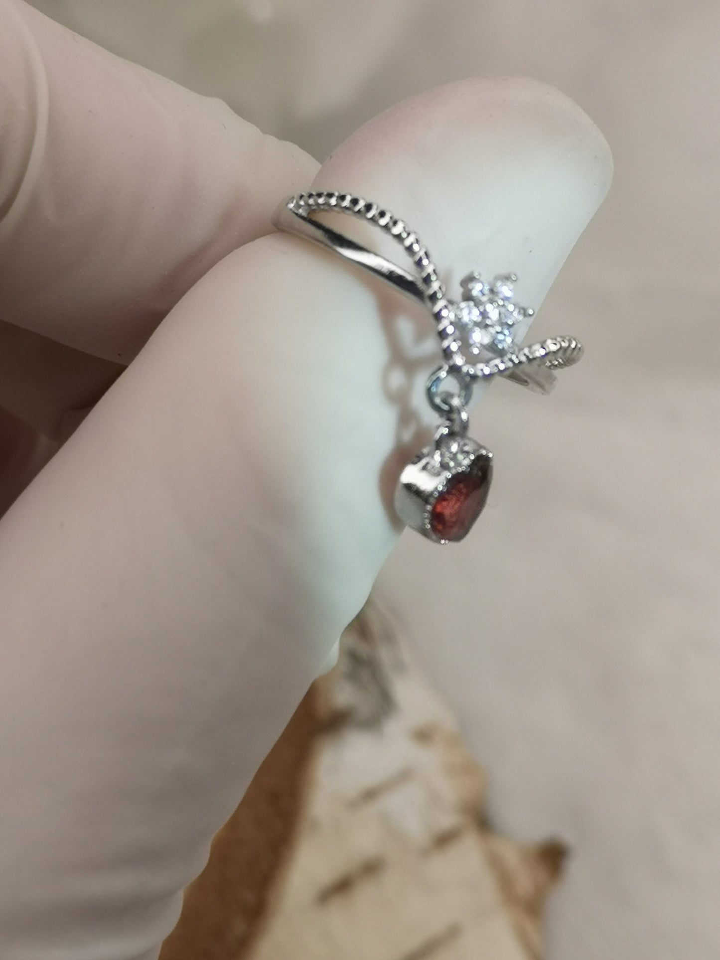 Granat Garnet Edelstein, Kupfer Ring verstellbar