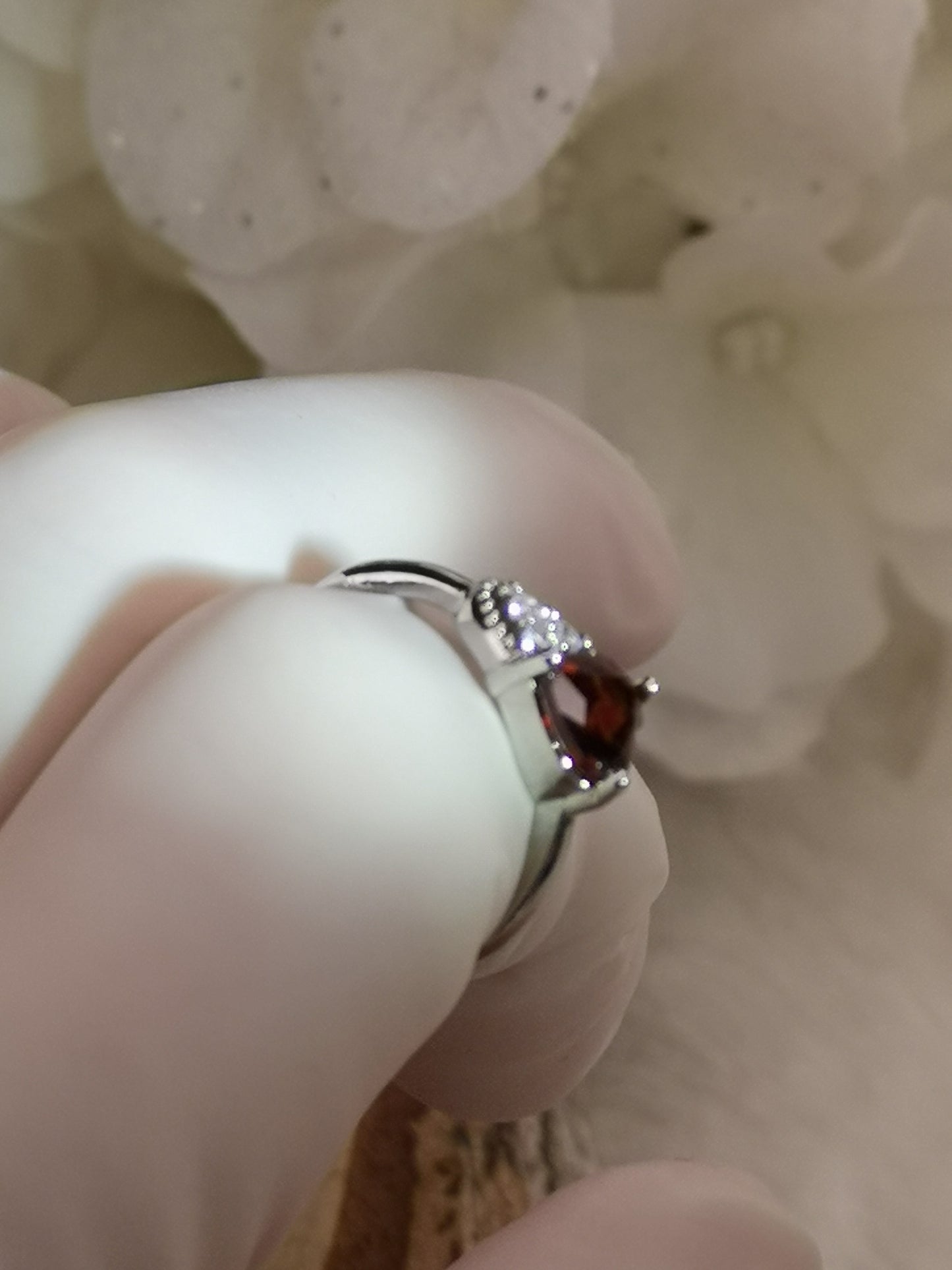 Granat Herz Edelstein, Kupfer Ring verstellbar