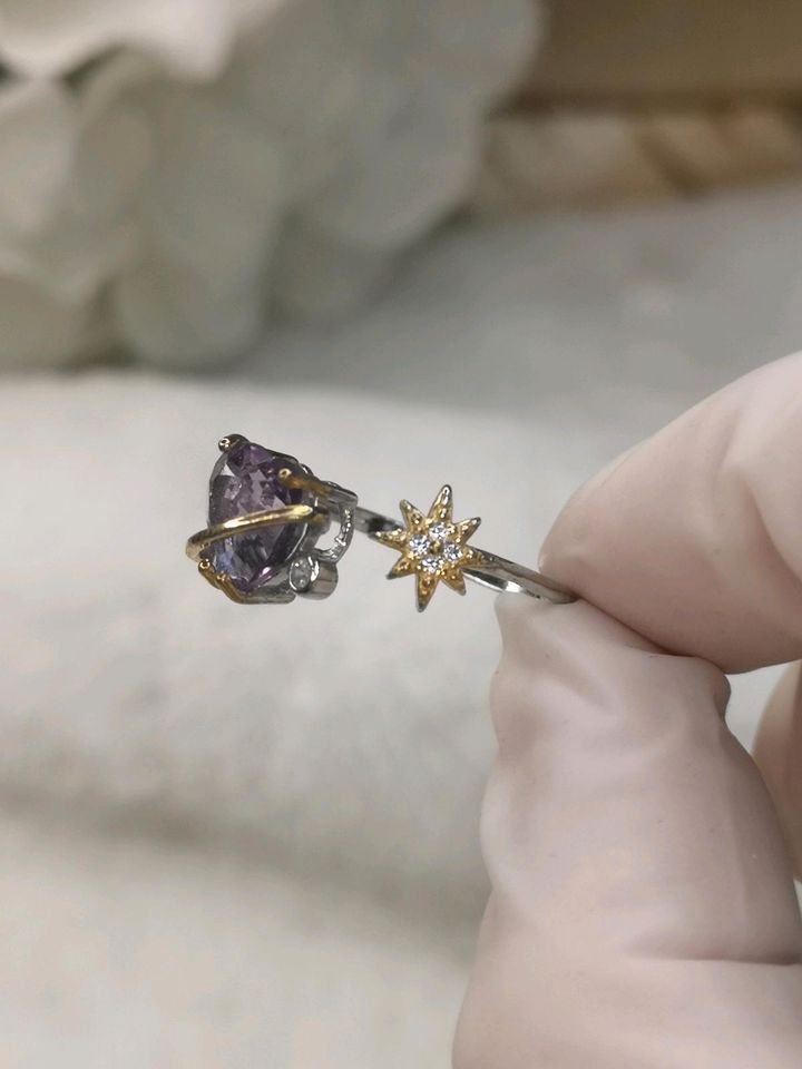 Amethyst Herz Form 925 Silber Ring