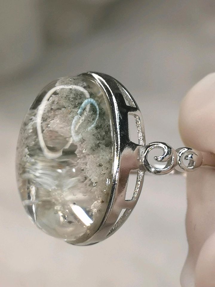 Weisser Gartenquarz 925 Silber Ring verstellbar