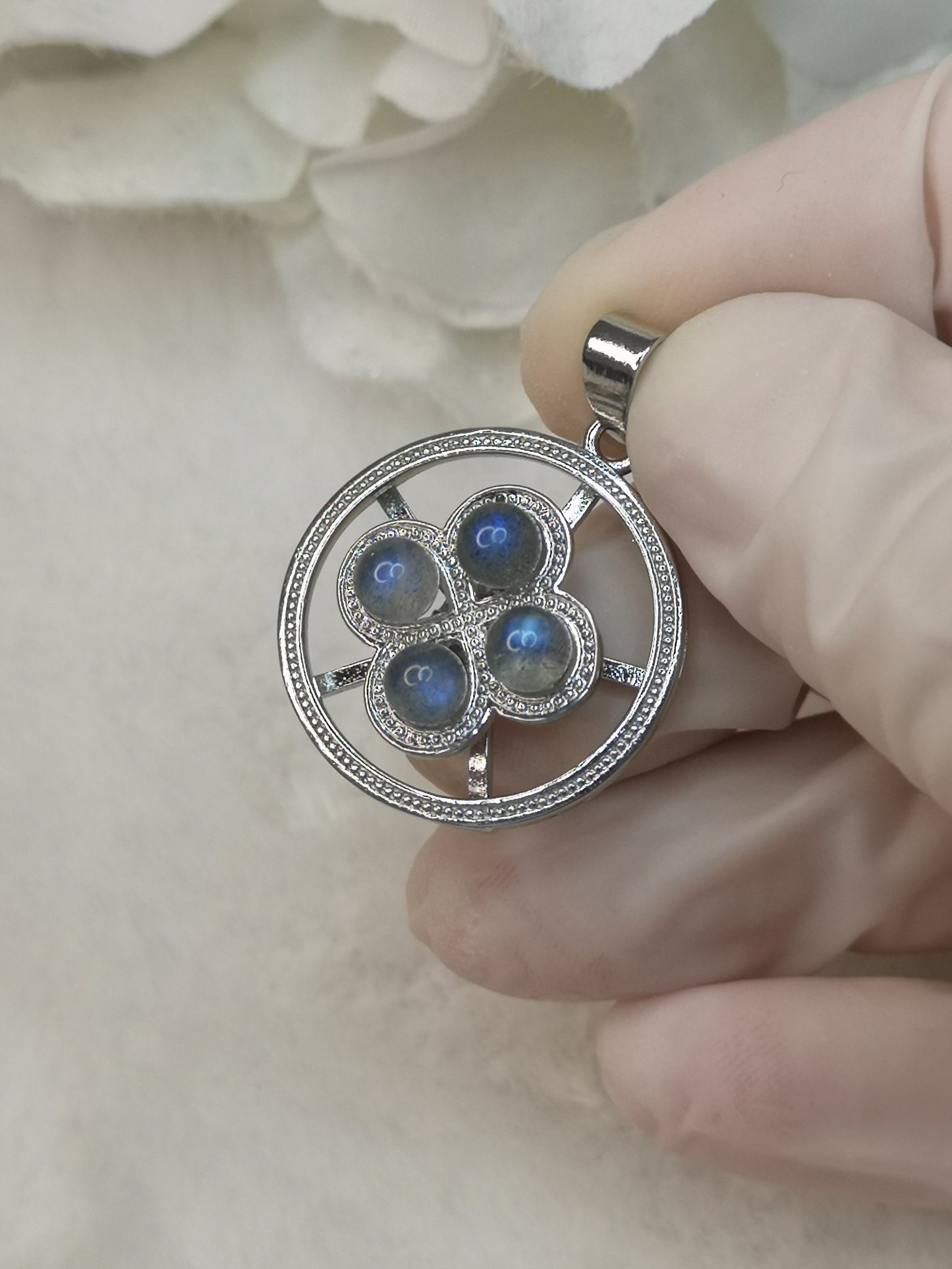 Labradorite Ketten Anhänger, drehbar und aus Kupfer