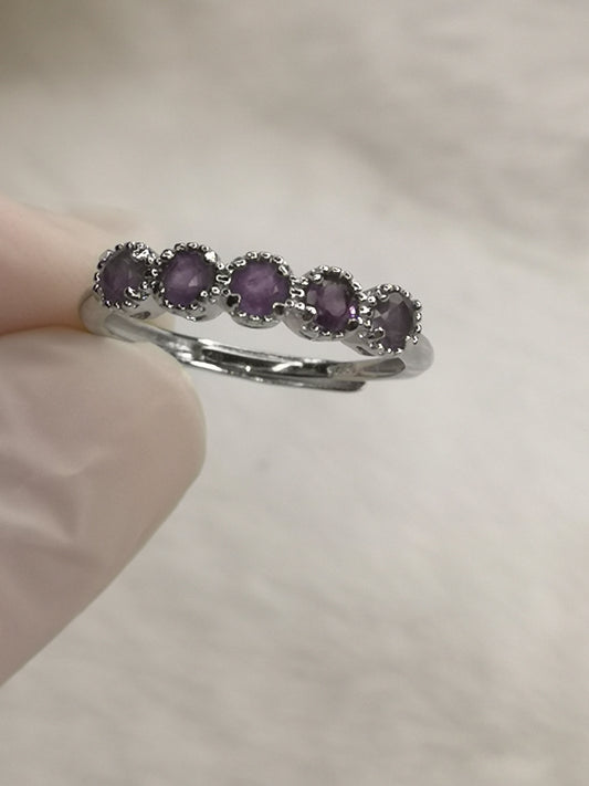 Amethyst 925 Silber Ring, verstellbar
