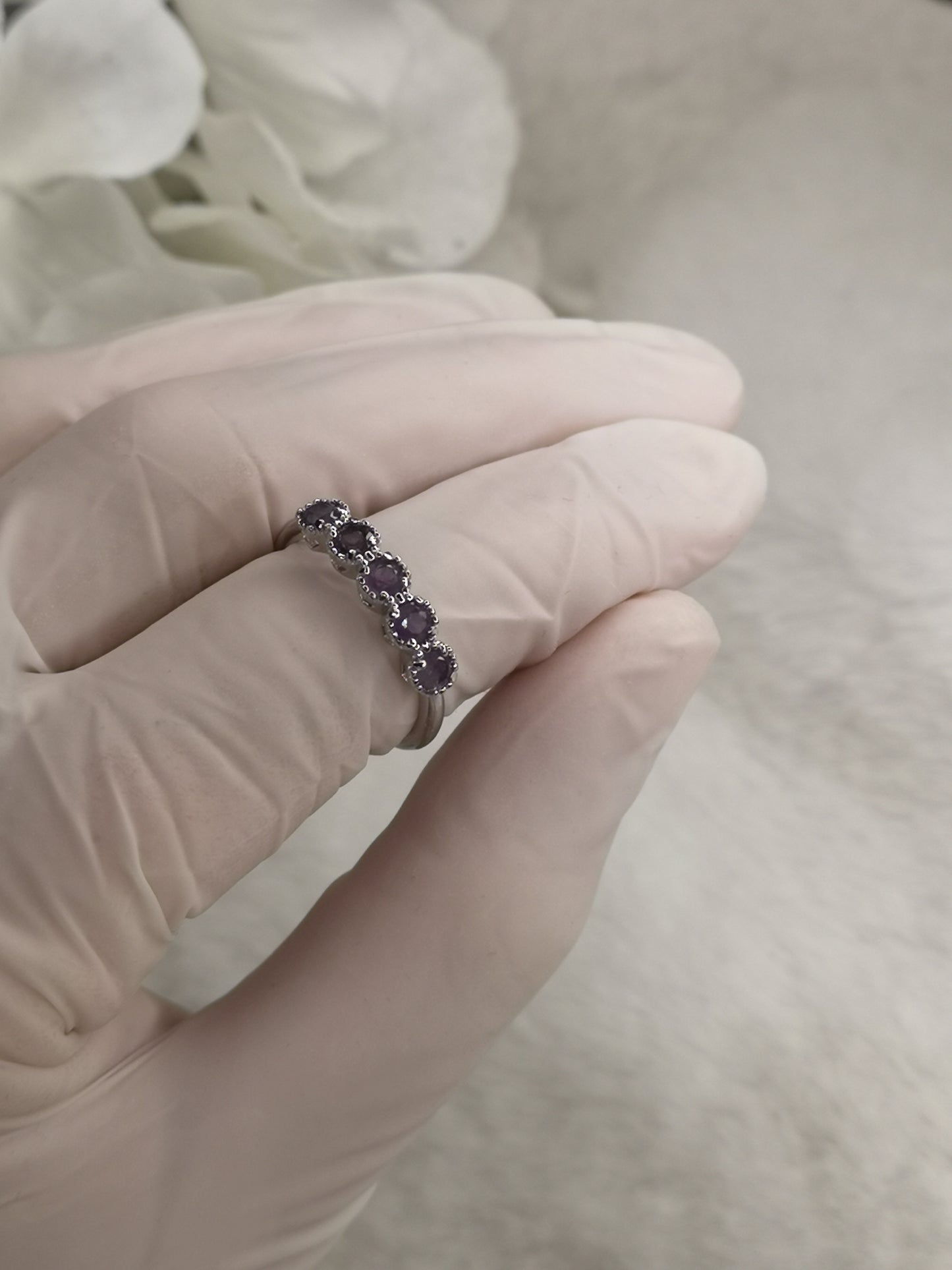 Amethyst 925 Silber Ring, verstellbar