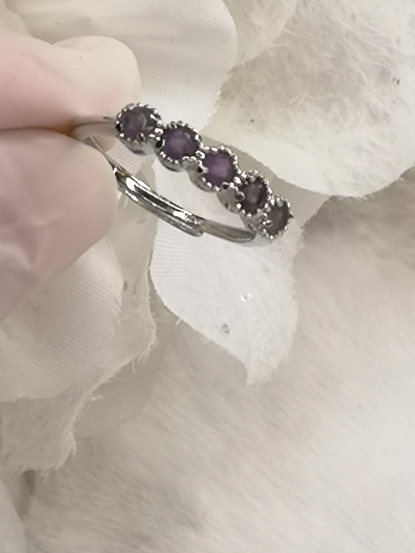 Amethyst 925 Silber Ring, verstellbar