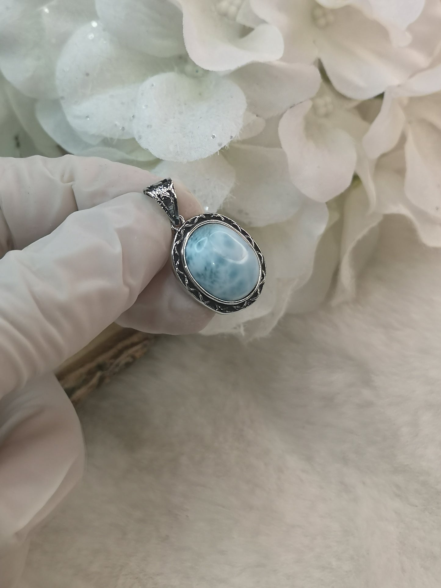 Larimar Kupfer Ketten Anhänger Edelstein