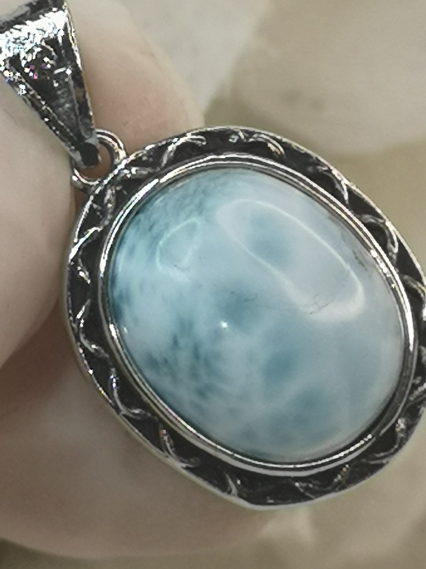 Larimar Kupfer Ketten Anhänger Edelstein