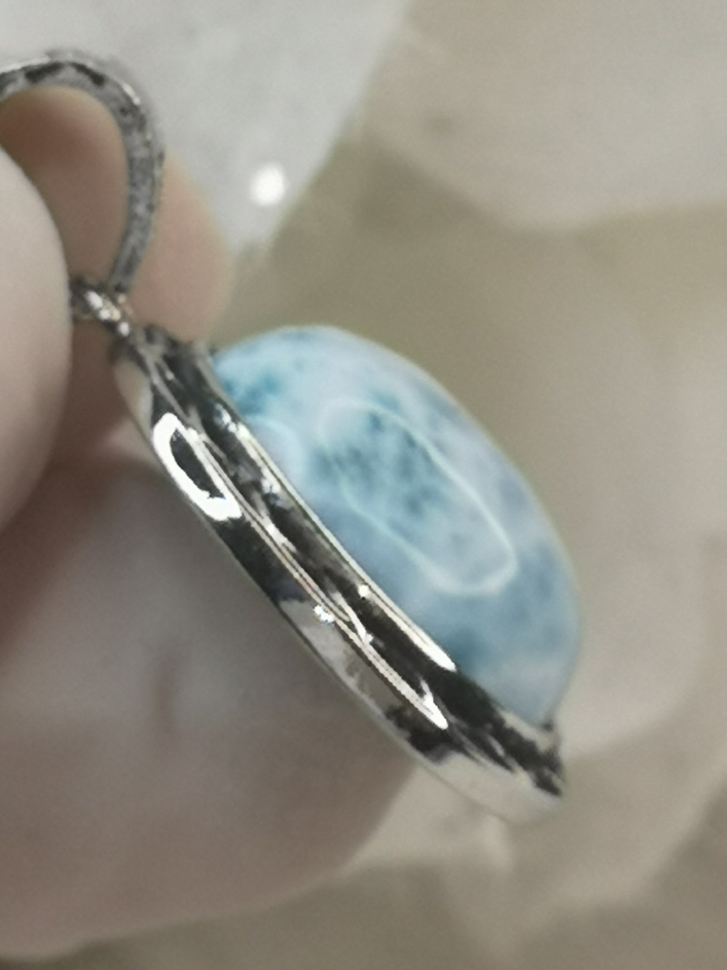 Larimar Kupfer Ketten Anhänger Edelstein