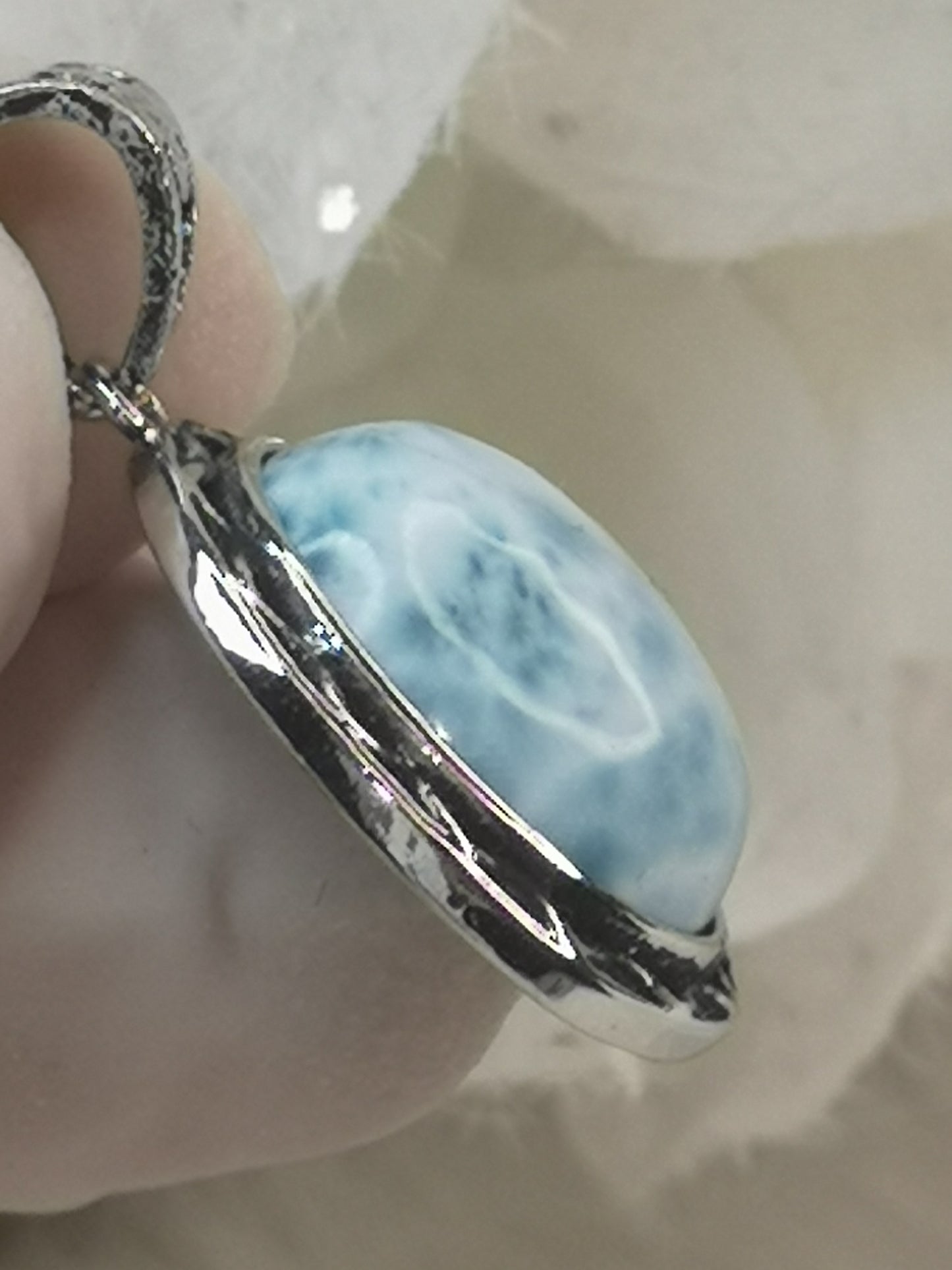 Larimar Kupfer Ketten Anhänger Edelstein