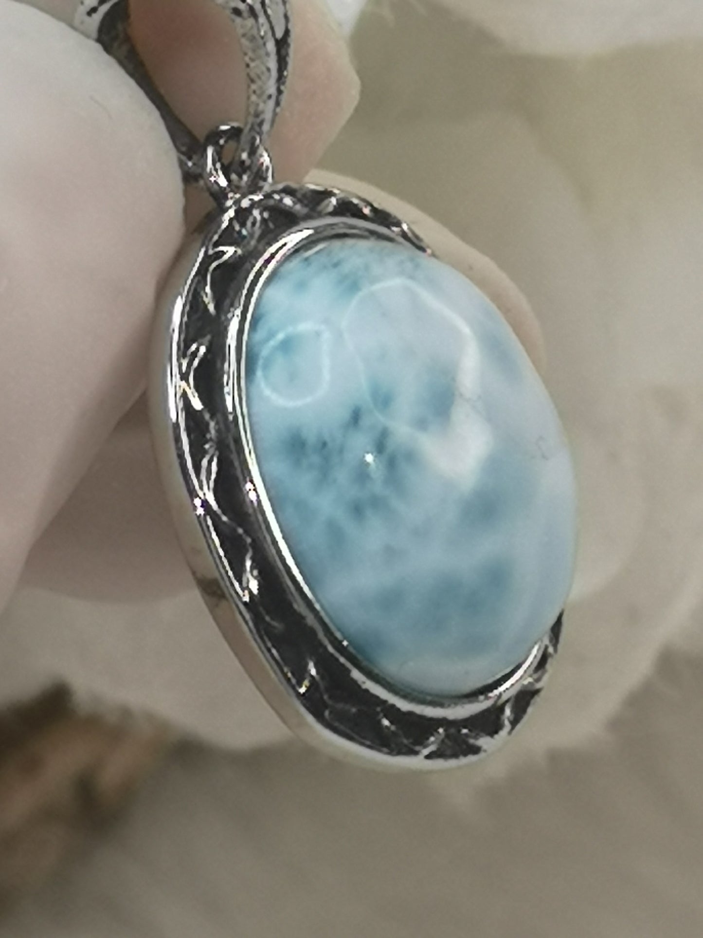 Larimar Kupfer Ketten Anhänger Edelstein