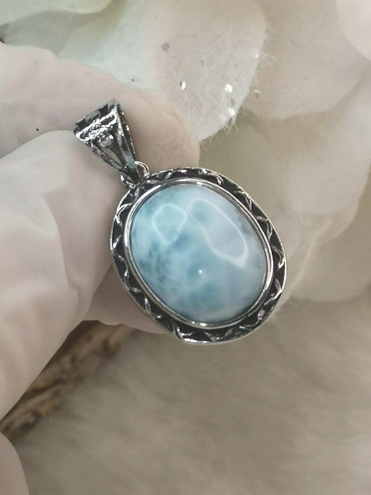 Larimar Kupfer Ketten Anhänger Edelstein