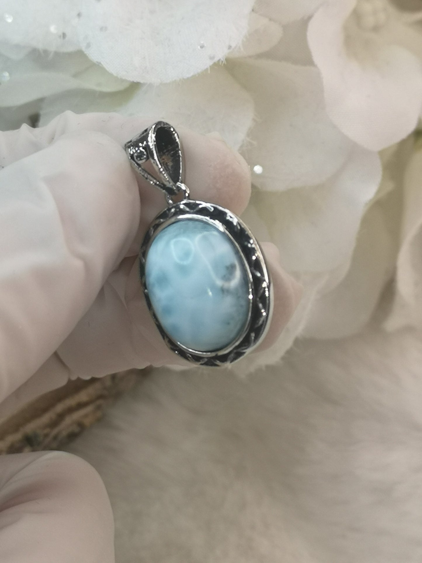 Larimar Kupfer Ketten Anhänger Edelstein