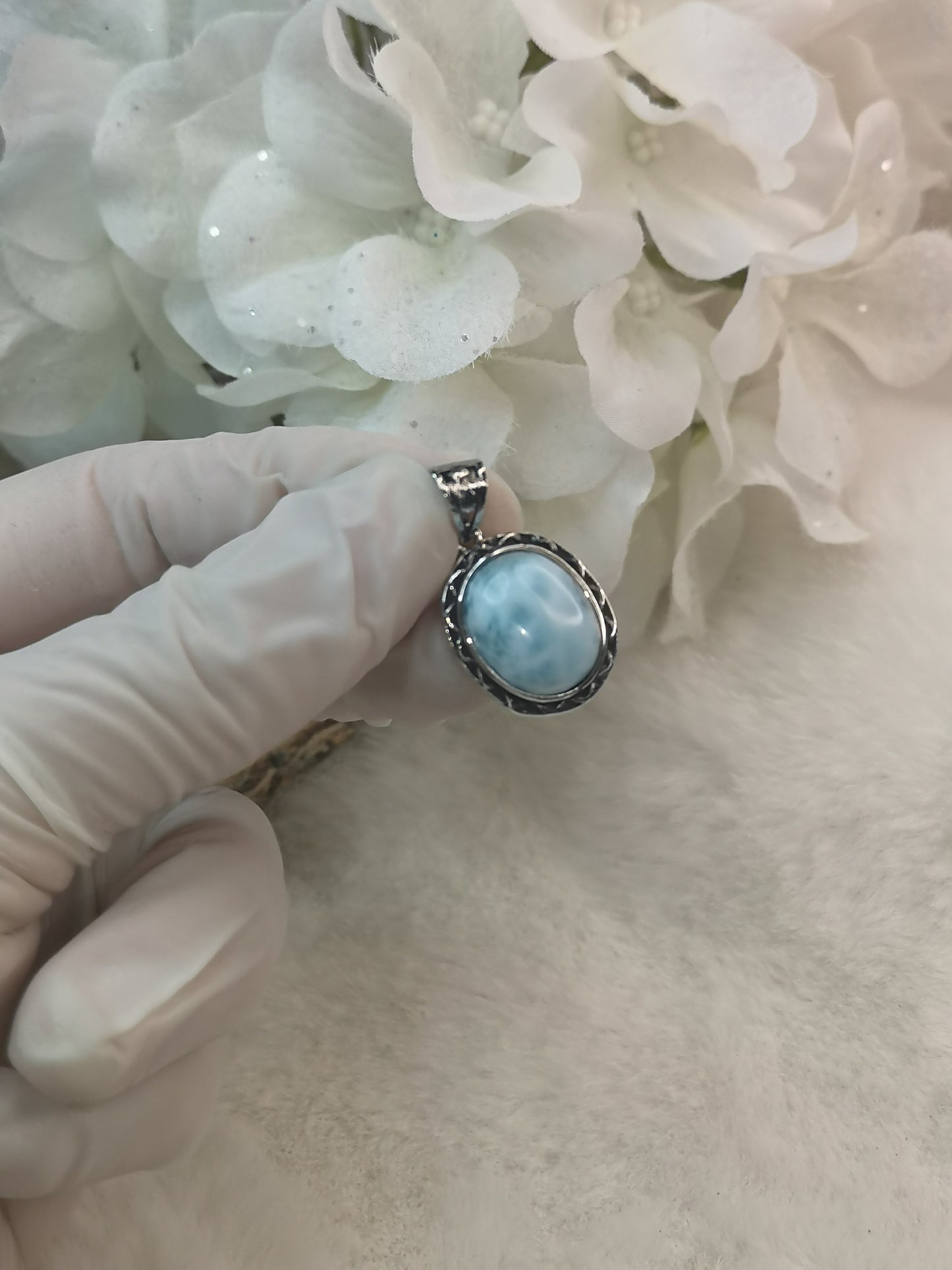 Larimar Kupfer Ketten Anhänger Edelstein