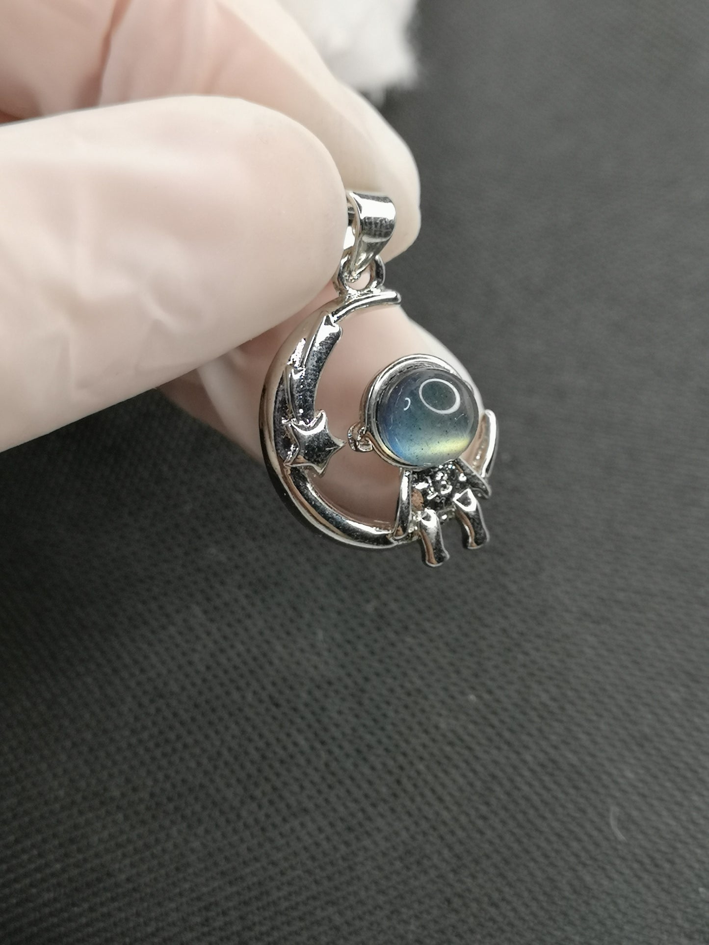 Labradorite Astronaut Kupfer Ketten Anhänger Edelstein