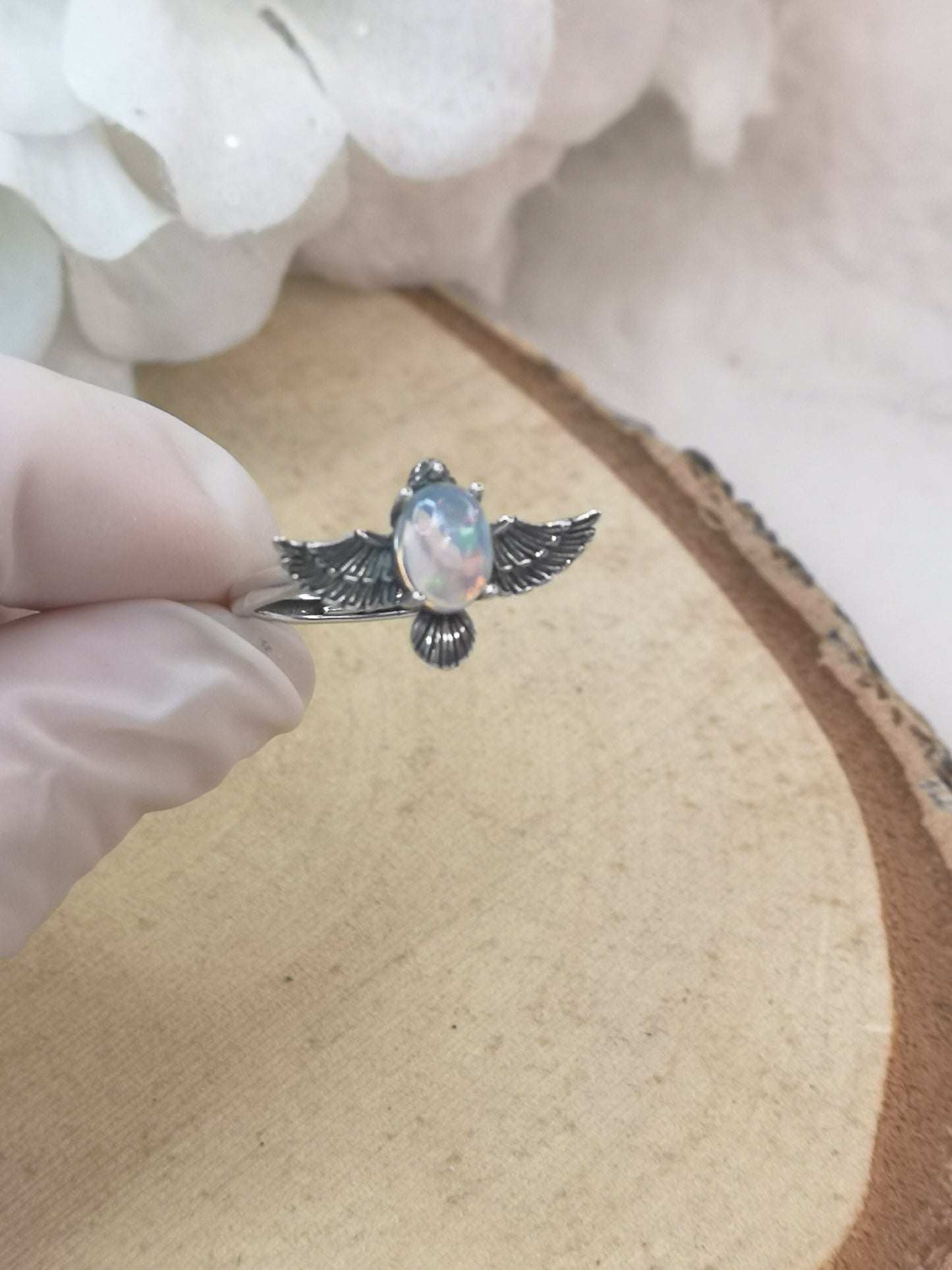 Opal Edelstein 925 Silber Ring, verstellbar