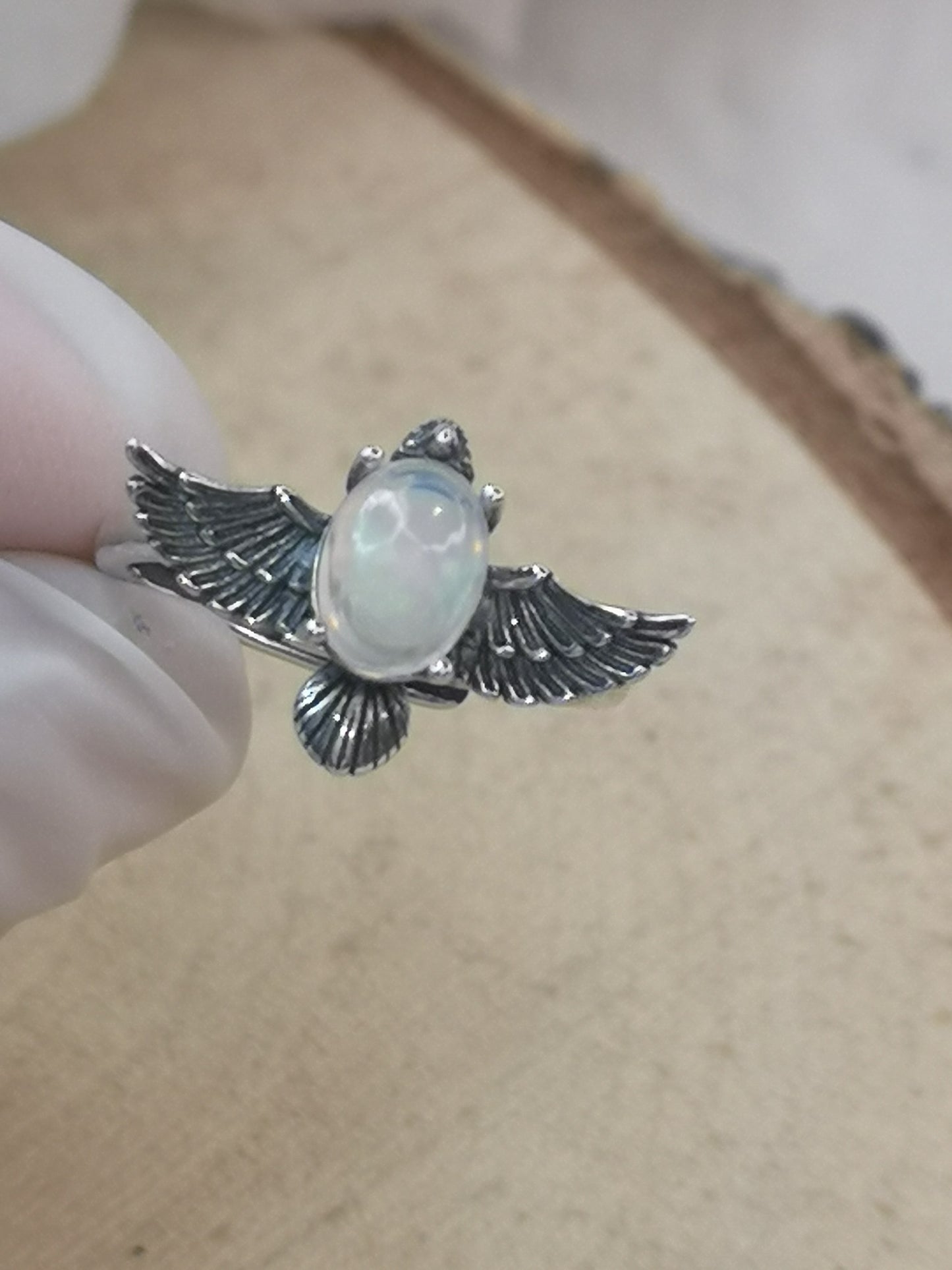 Opal Edelstein 925 Silber Ring, verstellbar