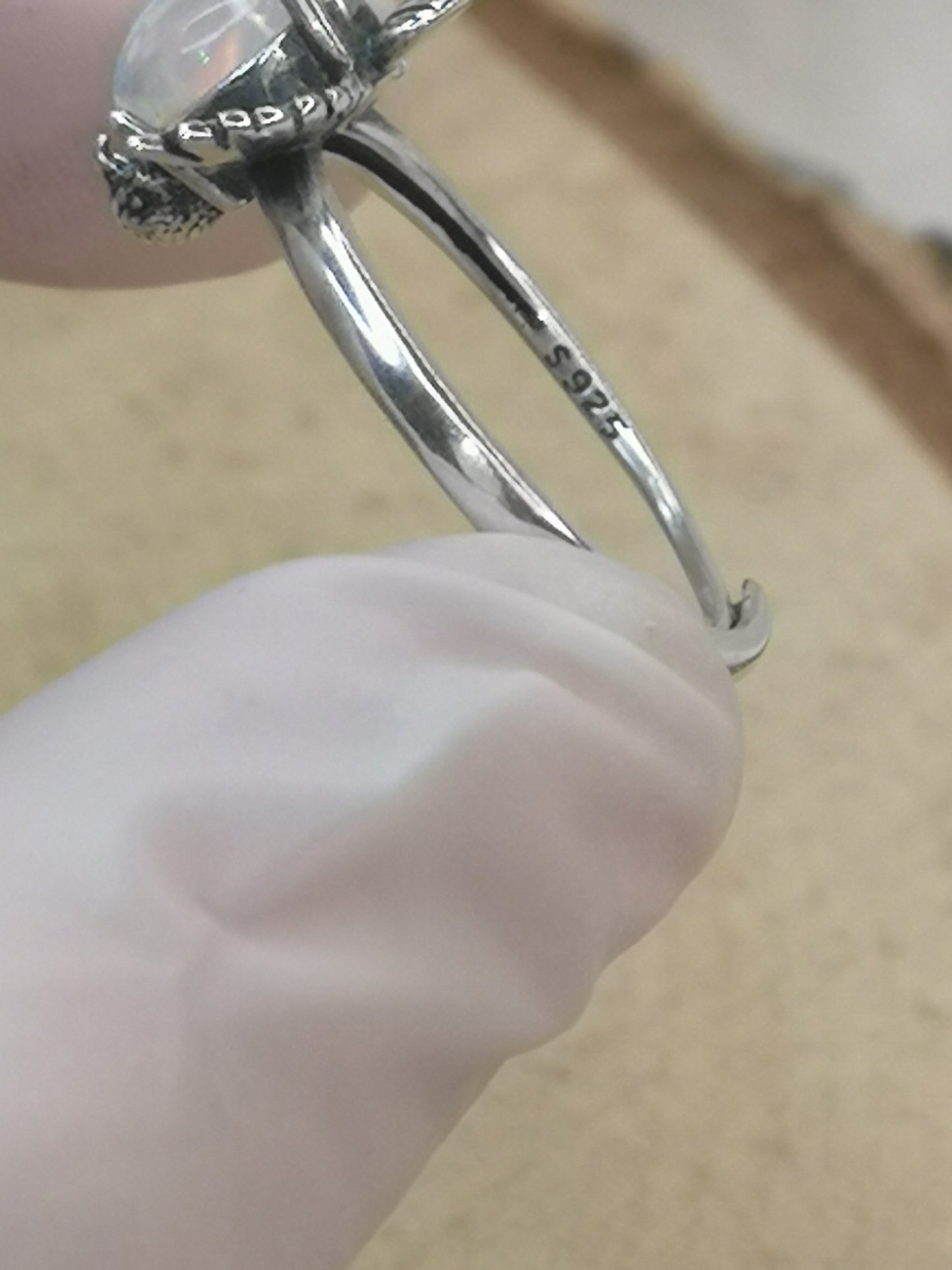 Opal Edelstein 925 Silber Ring, verstellbar