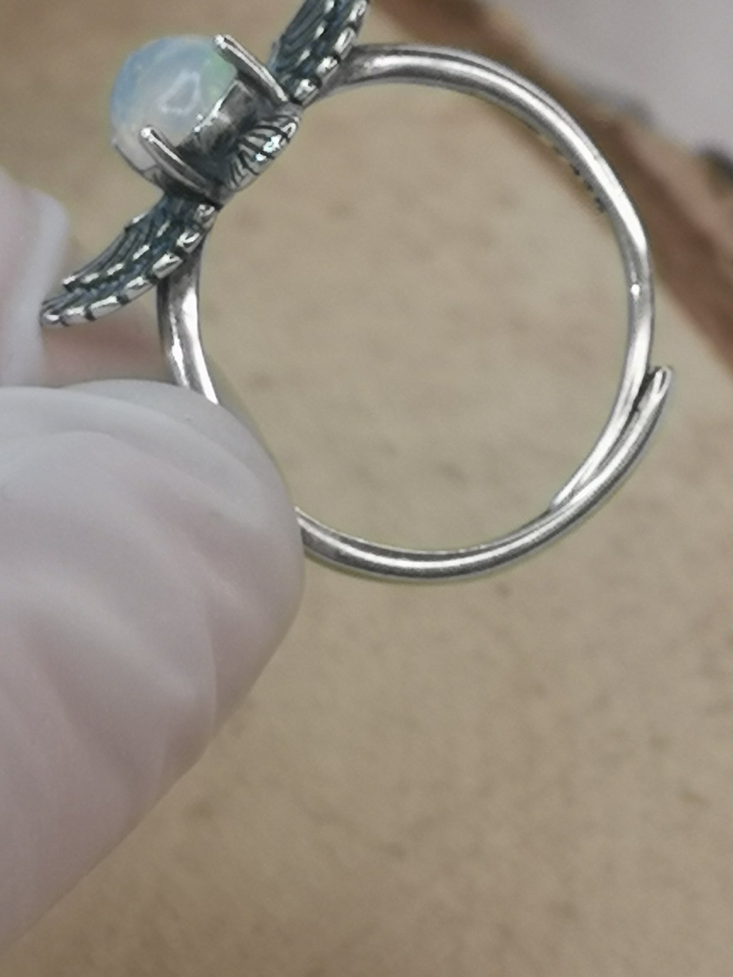 Opal Edelstein 925 Silber Ring, verstellbar