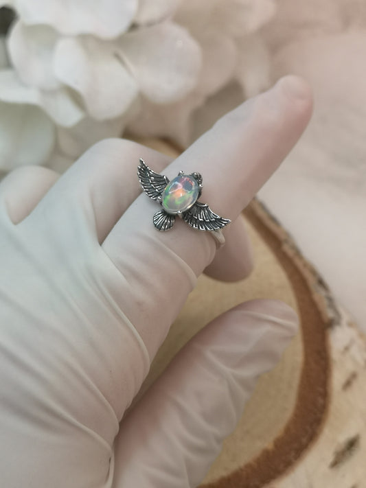 Opal Edelstein 925 Silber Ring, verstellbar